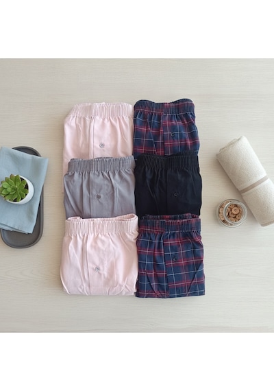 Bonbon Erkek 6'lı Paket Karışık Renk Dokuma Kumaş Boxer 0072-0018 0071-no:7 Bb2650 Çok Renkli