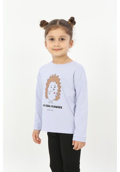 Toontoy Kids Toontoy Kız Çocuk Kirpi Baskılı Tişört Mavi