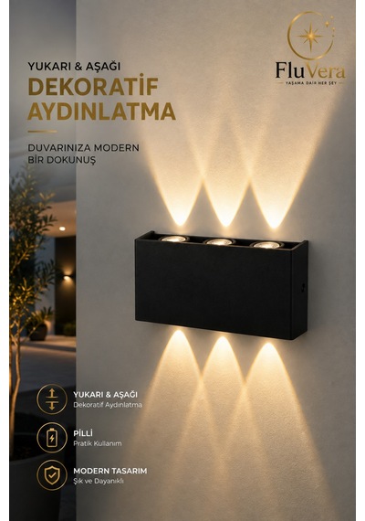 Gün Işığı Pilli 12w Led Duvar Apliği Siyah Çift Yönlü Işık Modern Dekoratif Aydınlatma3 Led İç & Dış Mekan Duvar Lambası Siyah Gün Işığı Pilli 12w Led Duvar Apliği Siyah Çift Yönlü Işık Modern Dekoratif Aydınlatma3 Led İç & Dış Mekan Duvar Lambası Siyah