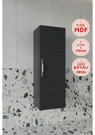 Erguvan Antrasit 120 Cm %100 Mdf Banyo Boy Dolabı Antrasit Erguvan Antrasit 120 Cm %100 Mdf Banyo Boy Dolabı Antrasit