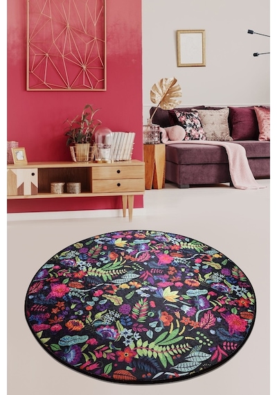 Pictura Siyah Djt Çap 140 Cm Dekoratif Modern Halı