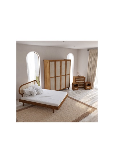 Padova Hazeranlı Masif Ahşap Yatak Odası Takımı 6 Ceviz 120x200
