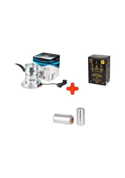 Kefo Patentli Galvaniz Elektrikli Ocak + 1 Kg Gold Nargile Kömürü + Rulo Folyo 7699557036442