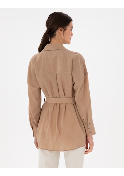 Pierre Cardin Kadın Bej Gömlek Desenli 50306501-vr011 Bej