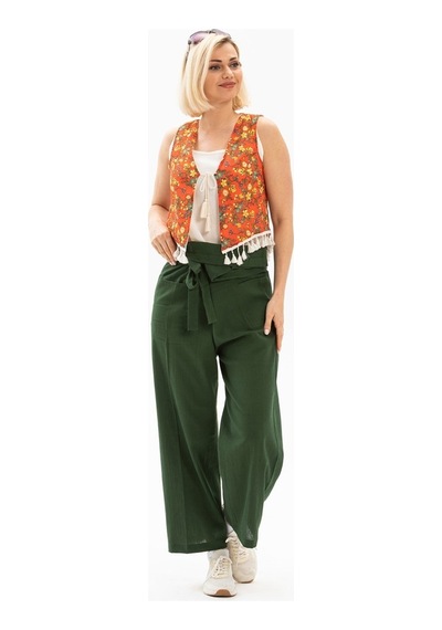 Eliş Şile Bezi Unisex Şile Bezi Balıkçı Pantolon Yeşil