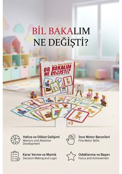 Bil Bakalım Ne Değişti 55 Kartlık İnce Motor Hafıza Dikkat Gelişimi Destekleyen Eğitici Kutu Oyunu