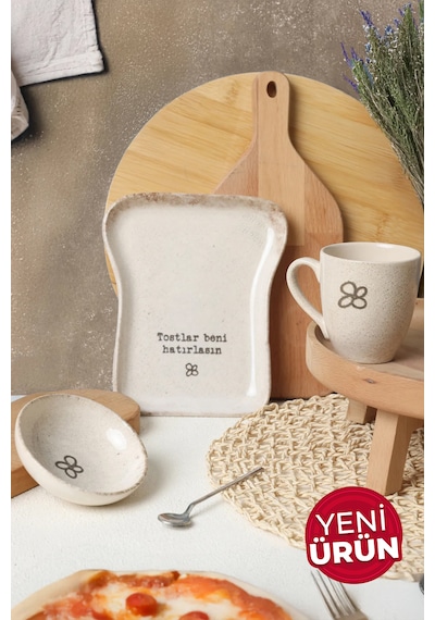 Keramika Tost Kahvaltı Takımı 3 Parça 22501-03 Krem