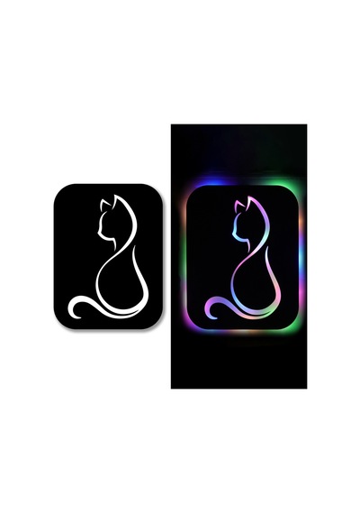 Led Işıklı Kişiselleştirilebilir Kedi Temalı Tablo Gayne Dekoratif Gece Lambası Çok Renkli - 737293250 Çok Renkli