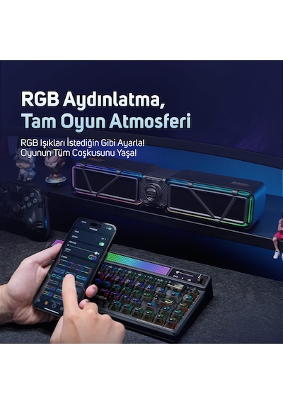 Divoom D-base 30w Masaüstü Bluetooth Gaming Hoparlör, Rgb Işıklı, Çift Portlu 35w Hızlı Şarj, Usb/au
