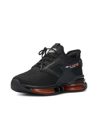 Erkek Siyah Sneaker Spor Ayakkabı Balon Taban Triko Ortopedik-047 Siyah - Turuncu