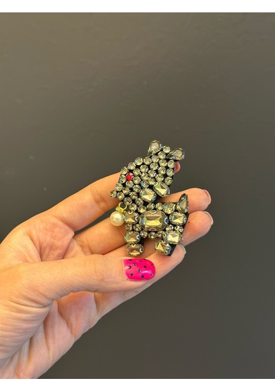 Zirkon Taşlı Köpek Arma Dikiş Aksesuarı 6x4 Cm
