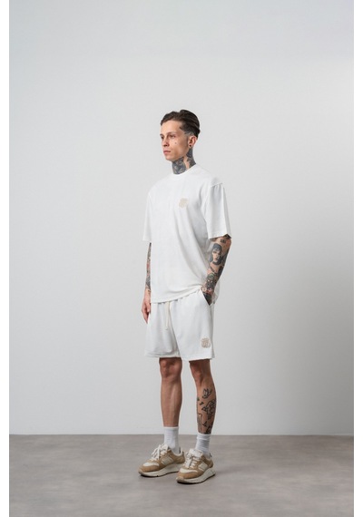 Erkek Route 07 Arma Detaylı Regular Fit T-shirt Şort Takım Ekru