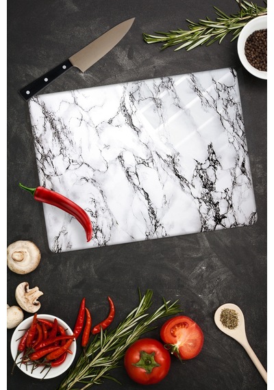 30Cm X 40Cm Beyaz Mermer Cam Kesim Tablası