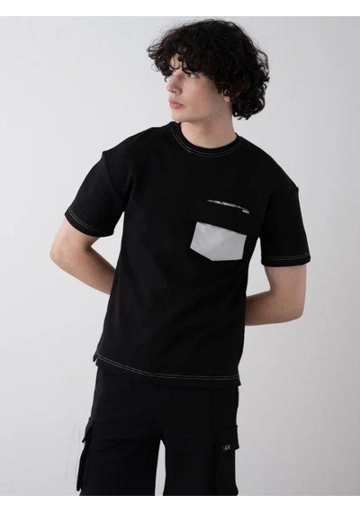 Erkek Teenage Fermuarlı Oversize Şortlu Takım-15543 Siyah Erkek Teenage Fermuarlı Oversize Şortlu Takım-15543 Siyah