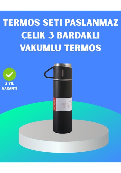 Mey İthalat 304 Çelik Termos Seti 2 Bardaklı, 500 Ml, Uzun Süre Isı Koruma Çok Renkli