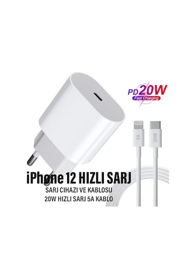 Apple Uyumlu iPhone 12 Şarj Aleti Ve Kablosu 20w Hızlı Pd Cihazı Mini Pro Max