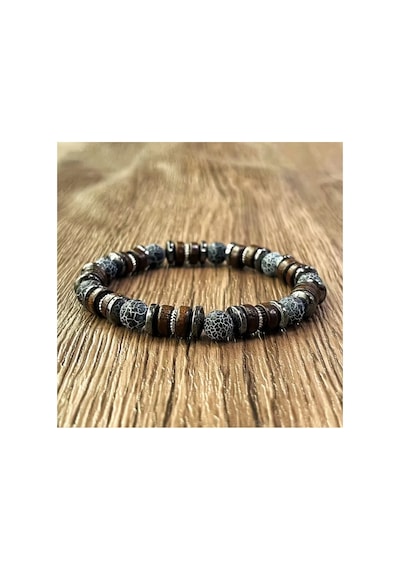 Alnis Atelier Akik ve Hematit Doğal Taş Erkek Bileklik - 8 mm, Elastik