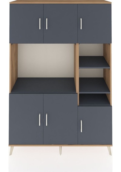 Hyperion Dolap 10 Raflı 6 Kapaklı 132x44x195 Çam-antrasit/ant... Çam
