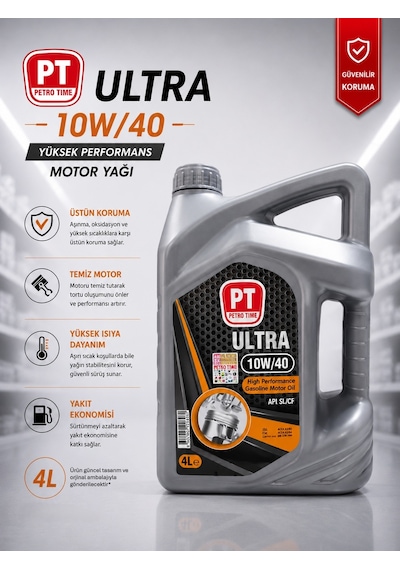 Petro Time Ultra 10W-40 Sentetik Motor Yağı 4 L