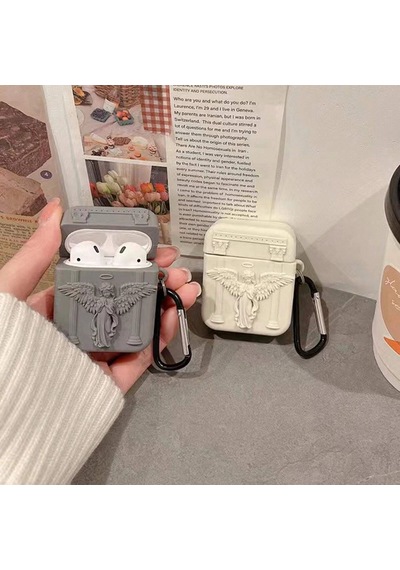 Caseonn Apple Uyumlu AirPods 2/1. Nesil Kılıf Antik Melek Bordo