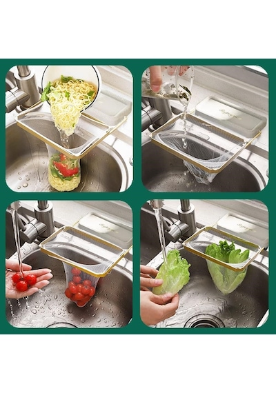 Katlanır Mutfak Lavabo Süzgeci Tıkanıklığa Son 50 Adet Tül Süzgeç Hediye Yeni Nesil Modern Süzgeç Beyaz - Çok Renkli