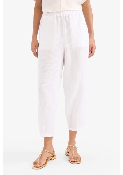DeFacto Tapered Fit Yüksek Bel Uzun Boy Müslin Pantolon E6412AX25SPWT34