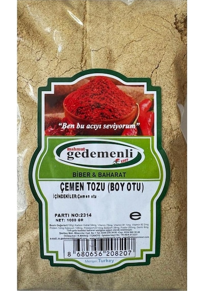 Mahmut Gedemenli Çemen Tozu Boy Otu 1 KG