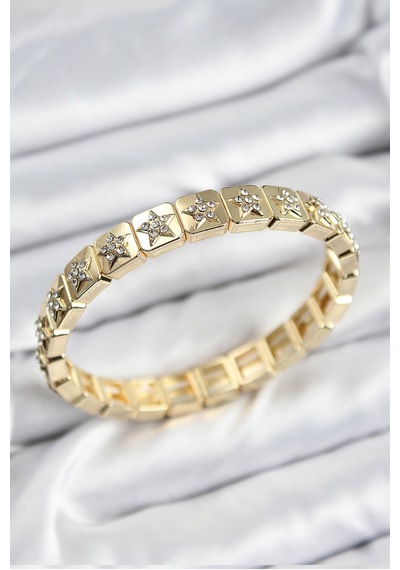 Pirinç Zirkon Taşlı Yıldız Model Gold Renk Lastikli Kadın Bileklik - Tj-bb7494 Diğer