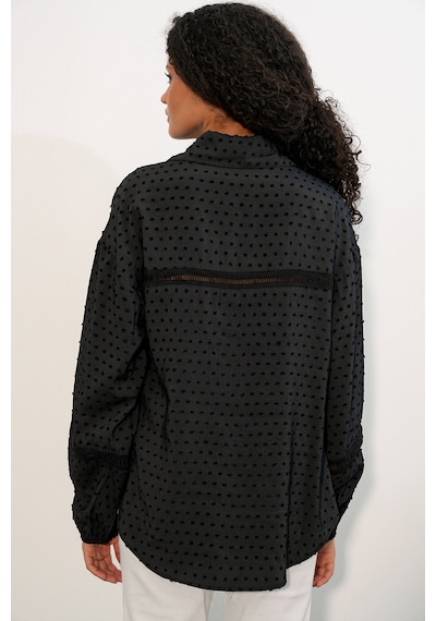 Bigdart Kadın Oversize Desenli Gömlek 20379 - Siyah