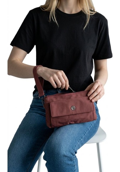 Baginn Paraşüt Kumaş Mini Çapraz Askılı Kadın Çanta Yağmur Geçirmez El Askılı Çanta 20 12 Cm Telefonluk Bordo