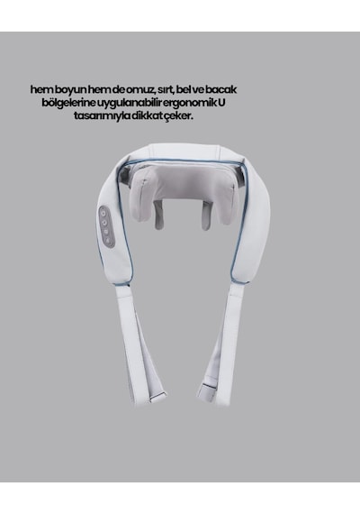 Vnb-01 Şarjlı Titreşimli Boyun Masaj Cihazı Isı Terapili Ergonomik U Tasarım 1800mah Gri - Mh-hs0246-9468