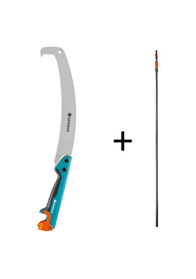 Gardena 8738 Kıvrımlı Bahçıvan Budama Testeresi + 3721 Combisystem 210-390cm Teleskopik Sap