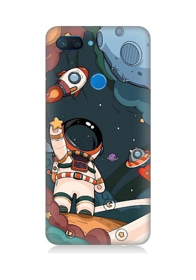 Xiaomi Mi 8 Lite Uyumlu Sevimli Astronot Uzay Macerası Desenli Silikon Kılıf