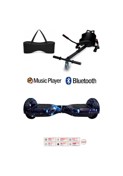 Citymate Elektrikli Kaykay Hoverboard Akıllı Denge 6.5 Inch + Hoverkart + Çanta Extrem Paket D12