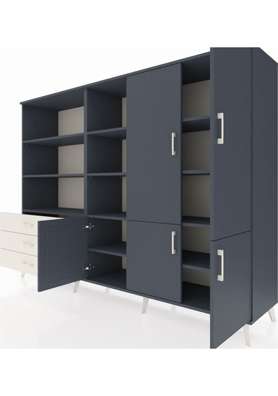 Hyperion Dolap 11 Raflı 3 Çekmeceli 5 Kapaklı 220x44x163 Antrasit Antrasit-antrasit/aytaşı Hyperion Dolap 11 Raflı 3 Çekmeceli 5 Kapaklı 220x44x163 Antrasit Antrasit-antrasit/aytaşı