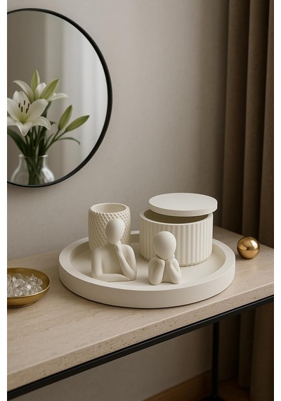 Modern Beyaz Dekoratif Set 6 Parçalı Şık Tasarım Diğer