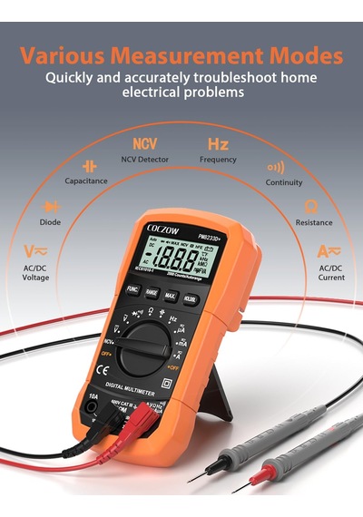 Dijital Multimetre, Otomatik Aralık Seçimi, Çok Fonksiyonlu Test Cihazı, Ac/dc Voltaj, Ac/dc Akım, Direnç, Geçiş