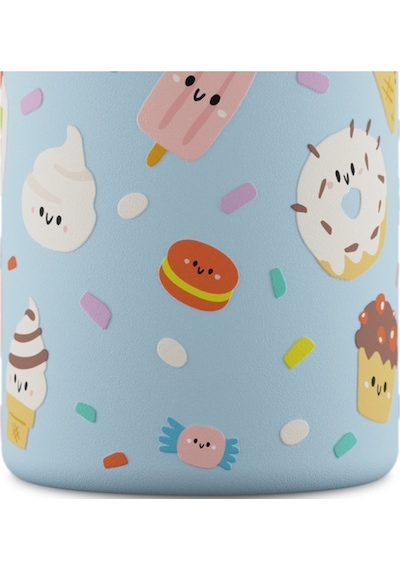 Kids Bottle Sweet Friends Pipetli Paslanmaz Çelik Çocuk Su Matarası 500 Ml Mavi