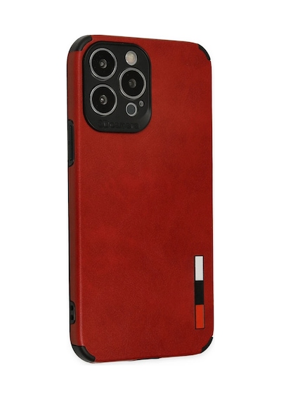 Newface - 460 - Apple iPhone Uyumlu 13 Pro Max Kılıf Loop Deri Silikon - Csmo-tex - - Kırmızı