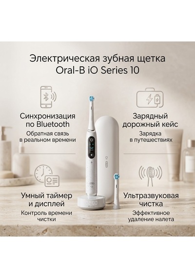 Oral-b Io 10 Şarjlı Diş Fırçası Stardust Beyaz Orta Sertlikte Fırça Kılı İle Ultrasonik Temizlik