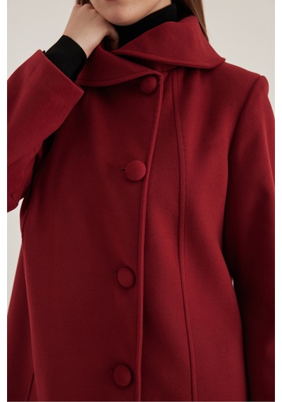 Aker 8578112 Asimetrik Yaka Kaban Bordo Bordo
