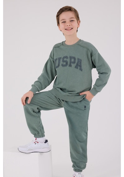 U.S. Polo Assn. Lisanslı Erkek Çocuk Alt Üst 2 Parça Eşofman Takımı Us2229 Koyu Yeşil
