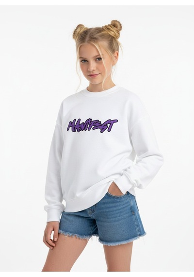Seabubbles Manifest Hilal Kız Çocuk Sweatshirt BEYAZ