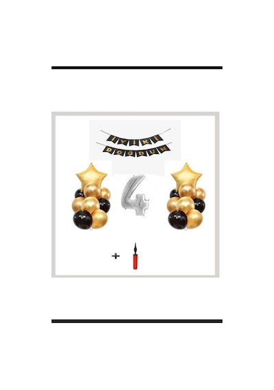 4 Yaş - Gümüş Silver Folyo Balon Parti Seti + Balon Pompası Hediy