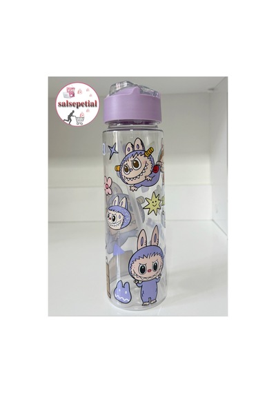 Labubu Su Matarası Labubu Suluk Labubu Figürlü Su Şişesi Labubu Matara Pipetli Matara 650ml Mor