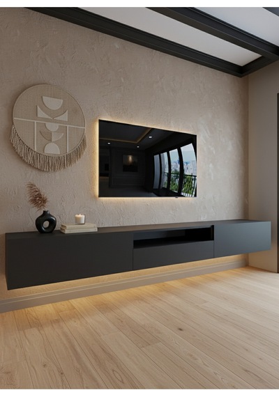 Resital Ledli Duvara Monte Tv Sehpası - Antrasit - W6016-4 Antrasit