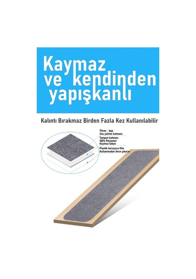 Halifleks Yapışkan Tabanlı Merdiven Basamak Paspası Rip Halı Kaymaz Tabanlı - Füme Null