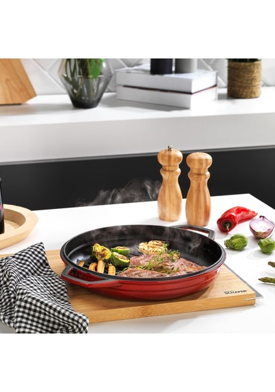 Guss Chef Döküm Yuvarlak Grill Tava Çift Kulplu 28cm-1 Parça Açık Bakır