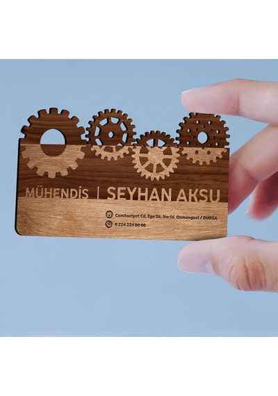 Kişiye Özel Mesleki Mühendis Ahşap Kartvizit (Model 1) 50 Adet