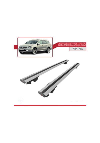 Volkswagen Passat Alltrack 2012-2015 Arası İle Uyumlu Hook Model Anahtar Kilitli Ara Atkı Tavan Barı Gri